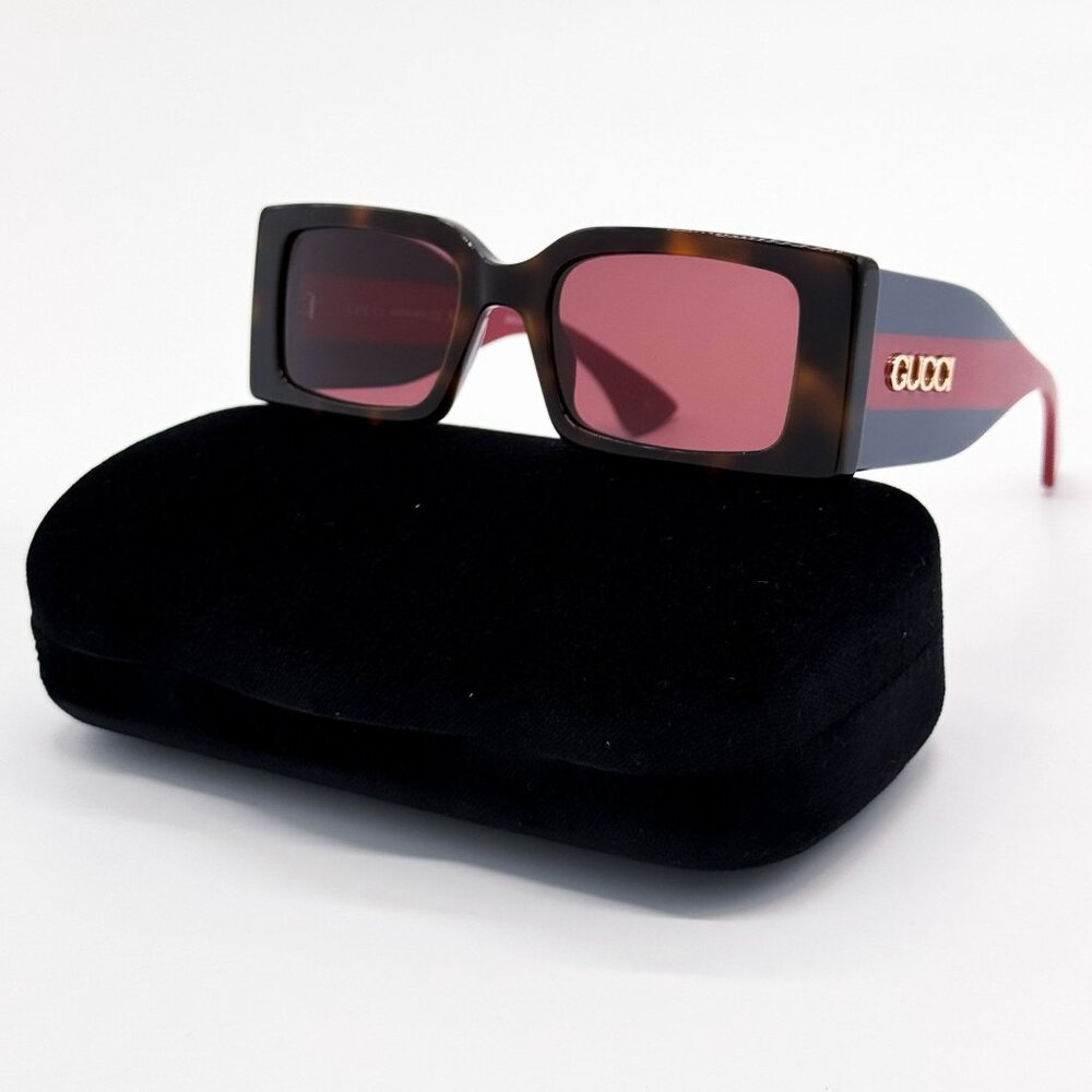 NEW GUCCI GG1860S 002 HAVANA BLUE RED UNISEX SUNGLASSES GUCCI - Picture 1 of 12